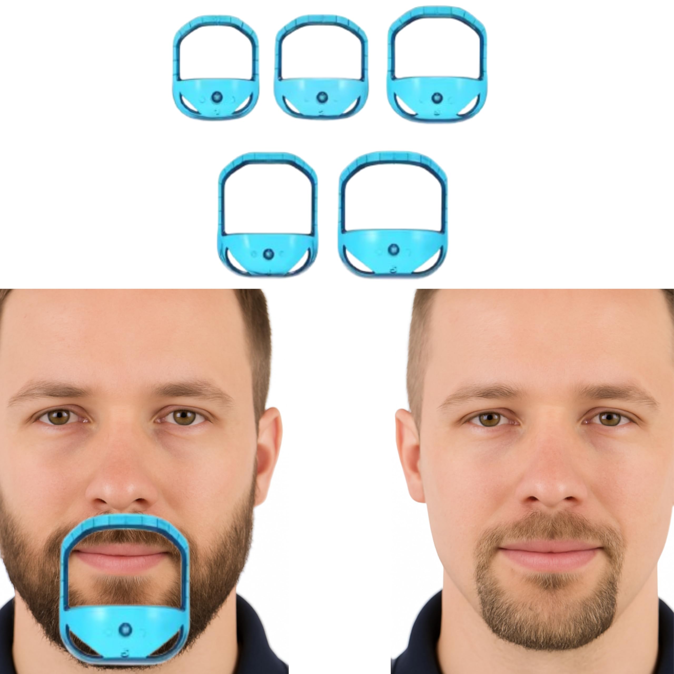 Goatee Beard Shaper Template for Men, Goatee & Beard Trimming Shaving Kit, Saves Time (Blue)