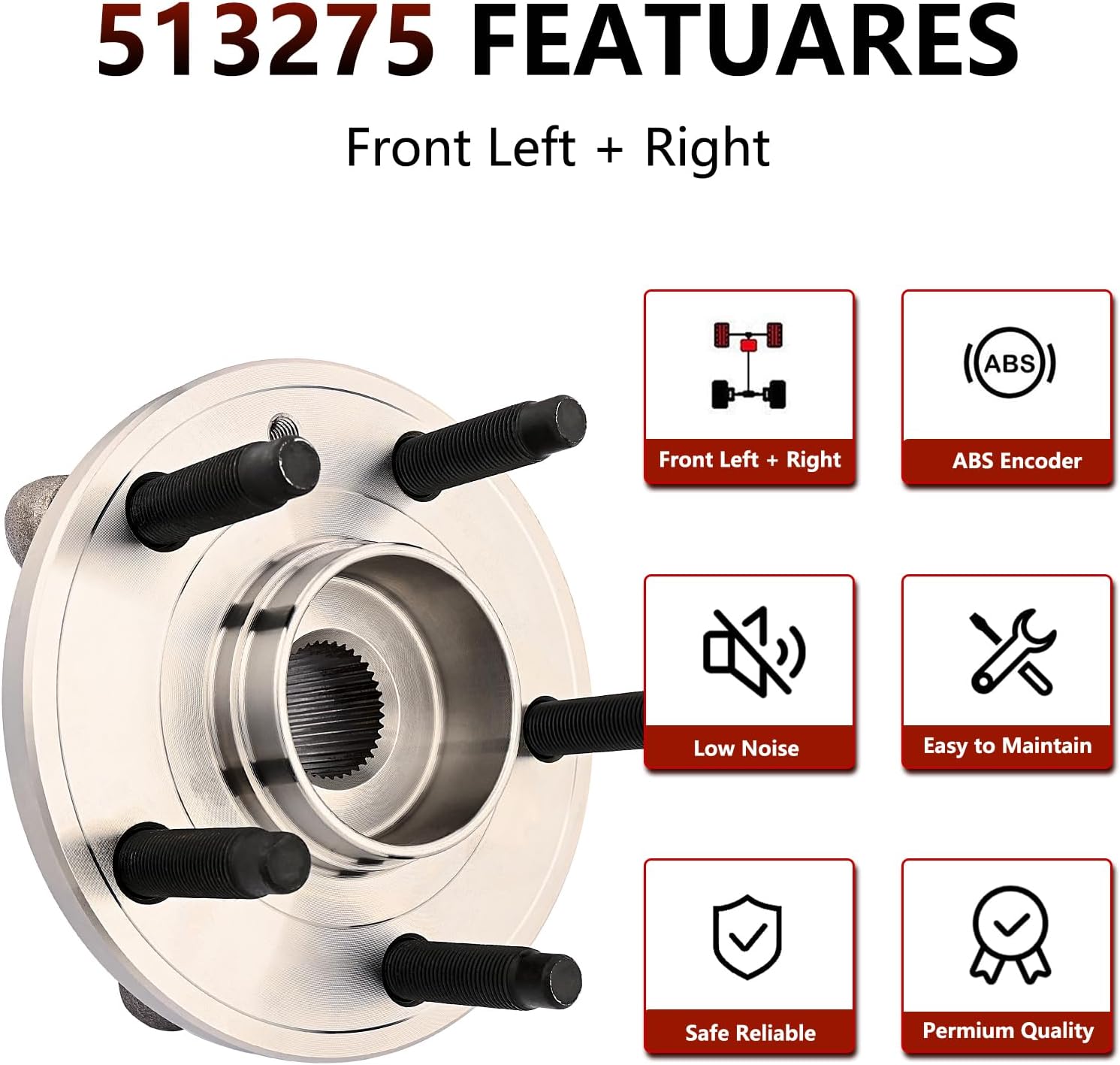 JLEO 513275 (Pair) Front/Rear Wheel Hub Bearing for Ford Edge 2011-2014,for 2009-2019 Flex,for 2010-2019 Taurus,for 2009-2016 Lincoln MKS,for 2010-2019 MKT,for Lincoln MKX 11-2015 Wheel Hub Assembly