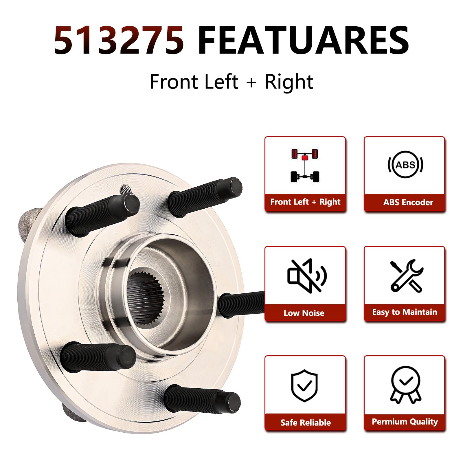 JLEO Front/Rear Wheel Bearing Hub Assembly fit for 2009-2018 Ford Flex,for 2013-2018 Taurus,for 2009-2016 Lincoln MKS,for 2010-2019 MKT 513275 5 Lugs w/ABS (1)