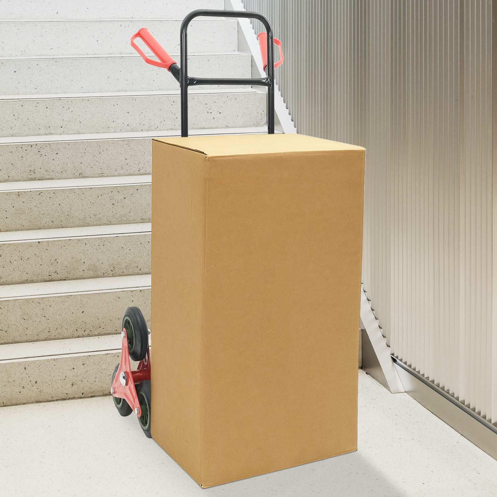 Handwagen aus Stahl schwarz und rot 64,5 x 49,5 x 114 cm ausziehbar zusammenklappbar für Transportwagen und Plattformwagen im Innen- und Außenbereich