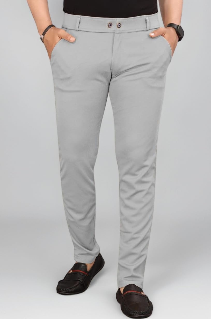 HARSHAD KUMAR & CO. Men's Solid Slim Fit Stretchable Casual Wear Comfortable Formal Trousers Pants