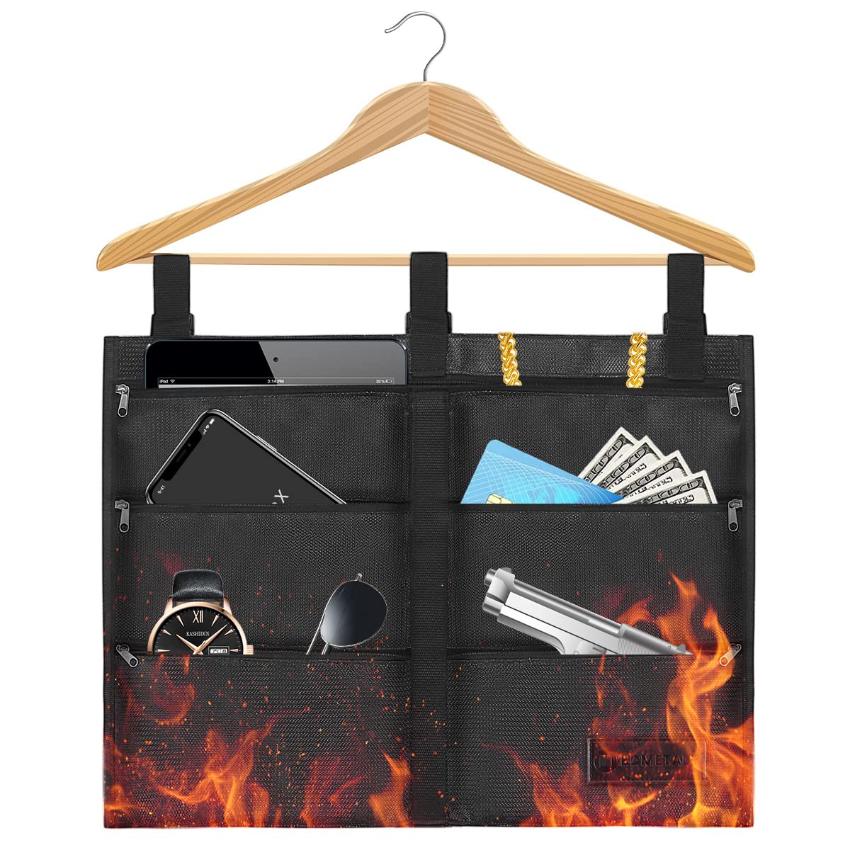 BdmetalsFireproof Hanger Diversion Safe for Money Cash Stash,Large Capacity and Multiple Pockets Secret Hidden Safe for Storing Money, Jewelry, Passport, Document