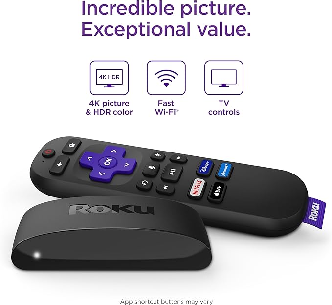 Roku Express 4K+ | Roku Streaming Device 4K/HDR with Voice Remote, Free & Live TV