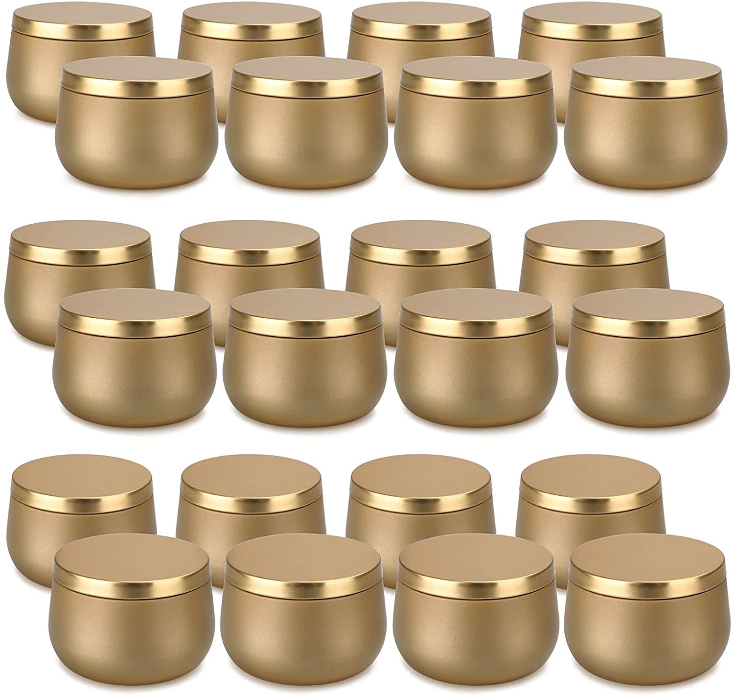 Tontenitori per Candele 24 Pezzi, Metallo Vuoti per Fare Candele Mini Barattoli da 8oz Accessori per Kit di Candele Fai da Te, Mamma Regalo Barattoli per Conservare il Tè Secco Dolci Spezie Regali Oro