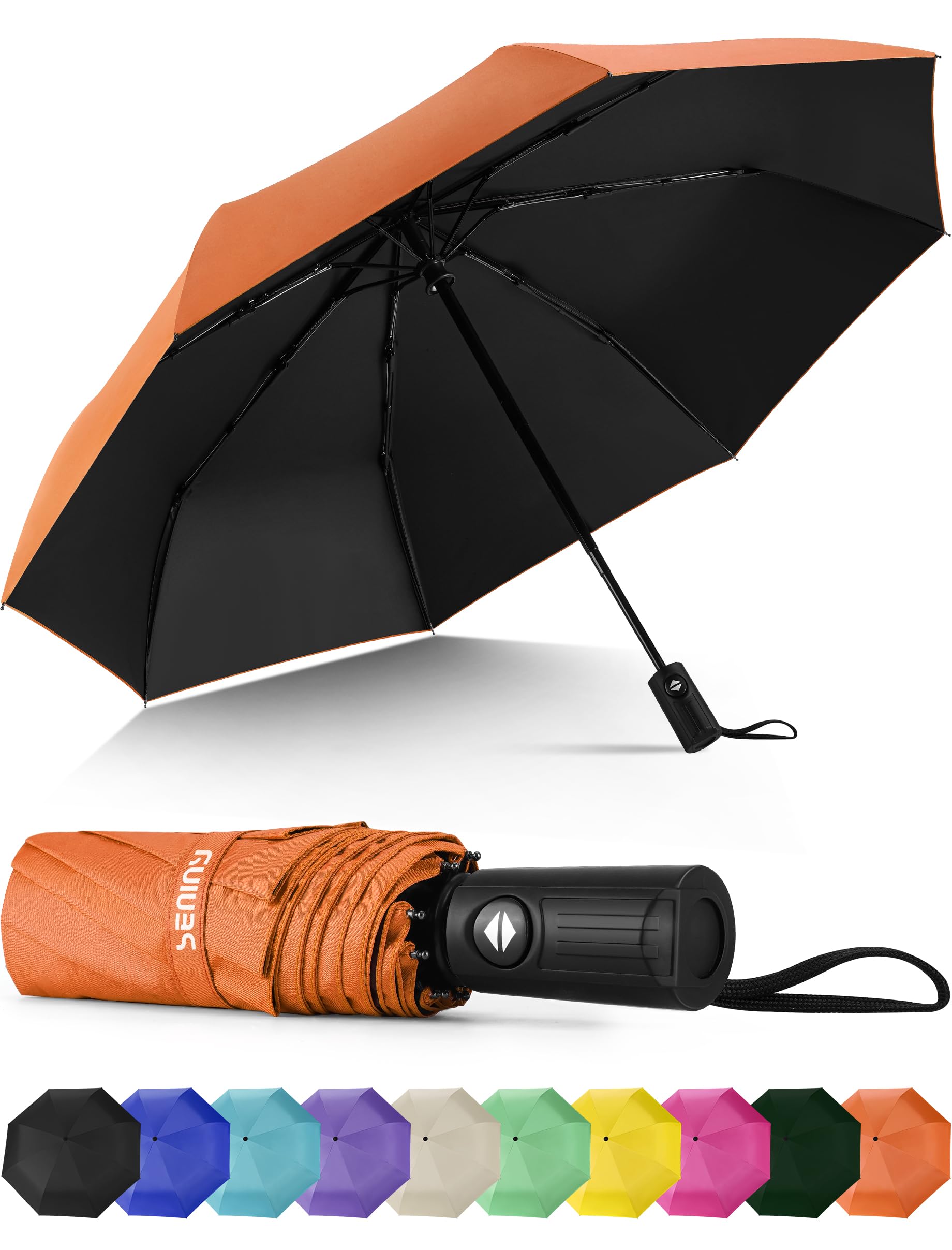 Seniny Windproof Travel Umbrella, Automatic Umbrellas for Rain, Portable & Compact Umbrellas for Backpack, Strong UV for Protection, Folding Small Sun Umbrella for Car, Walking