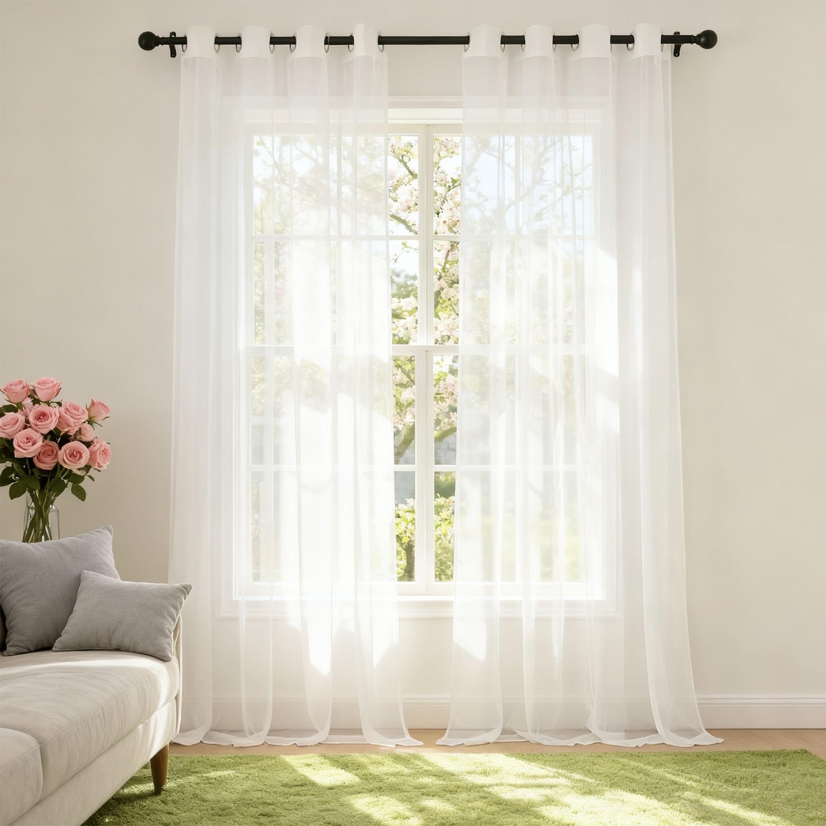 Cortinas visillo muy finitas para dejar entrar la luz natural en dormitorios oscuros