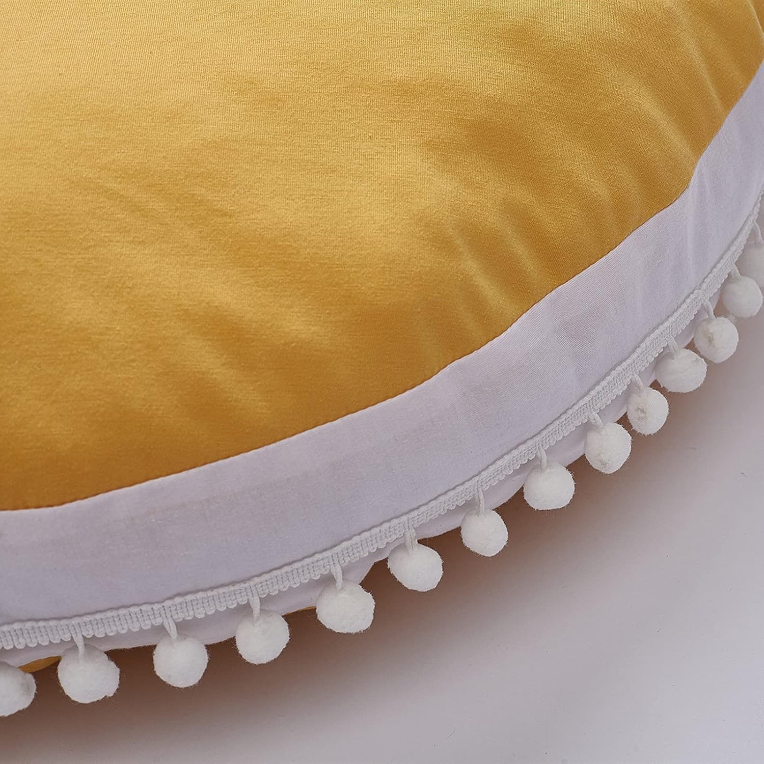 Kids Floor Pillow Cushion Seating Round Large Floor Cushion, Oversized Circle Pillow for Reading Nursery Playroom Teepee Meditation, Soft Big Circular Cushion with Cute Pompom, Yellow 35" : Home & Kitchen
