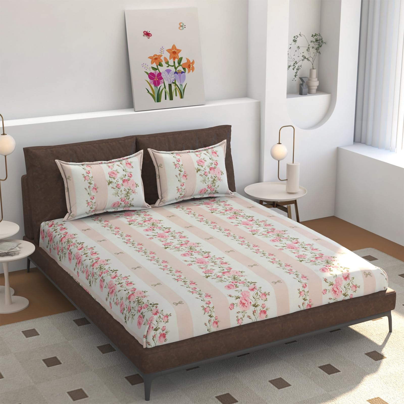 Florida Pink Floral Microfiber Bedsheet – Soft & Stylish -15