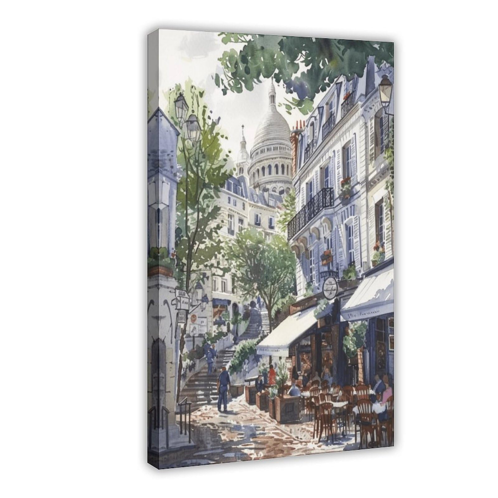 UTGN Montmartre Paris Watercolor Art Print Canvas Poster Wall Art Print Picture Paintings 12x18inch(30x45cm)