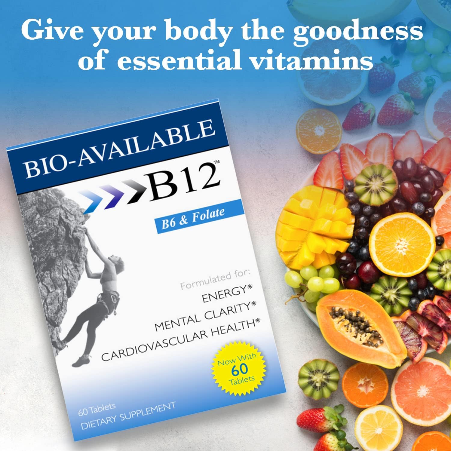 Wellgenix Bio Available Sublingual B12-60ct (2 Pack) - Daily Multivitamins Focus Support Formula w/Vitamins C, B6, B12, Folate & Biotin -Energy & Diet Supplement for Immune & Overall Health