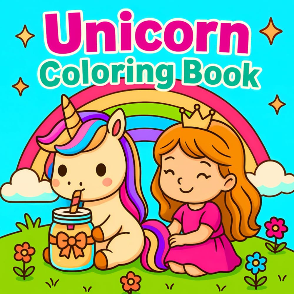 Unicorn Coloring Book: Cute and Magical Coloring Pages for Girls Ages 4–8 with Adorable Unicorns, Rainbows, Stars, and Fantasy Scenes for Fun and Creativity (Cute Coloring Books)