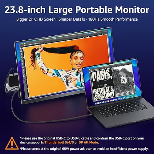 Miniatura 9 de VisionOwl Monitor portátil grande de 18.5 pulgadas, pantalla de juegos de computadora 100Hz 120% sRGB FHD 1080P USB-C HDMI IPS pantalla para