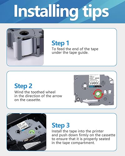 Miniatura 6 de Weemay Paquete de 3 cintas de etiquetas TZe-131 de 0.472 in 0.47 transparentes laminadas TZe compatibles con Brother P-Touch negro sobre etiquetado