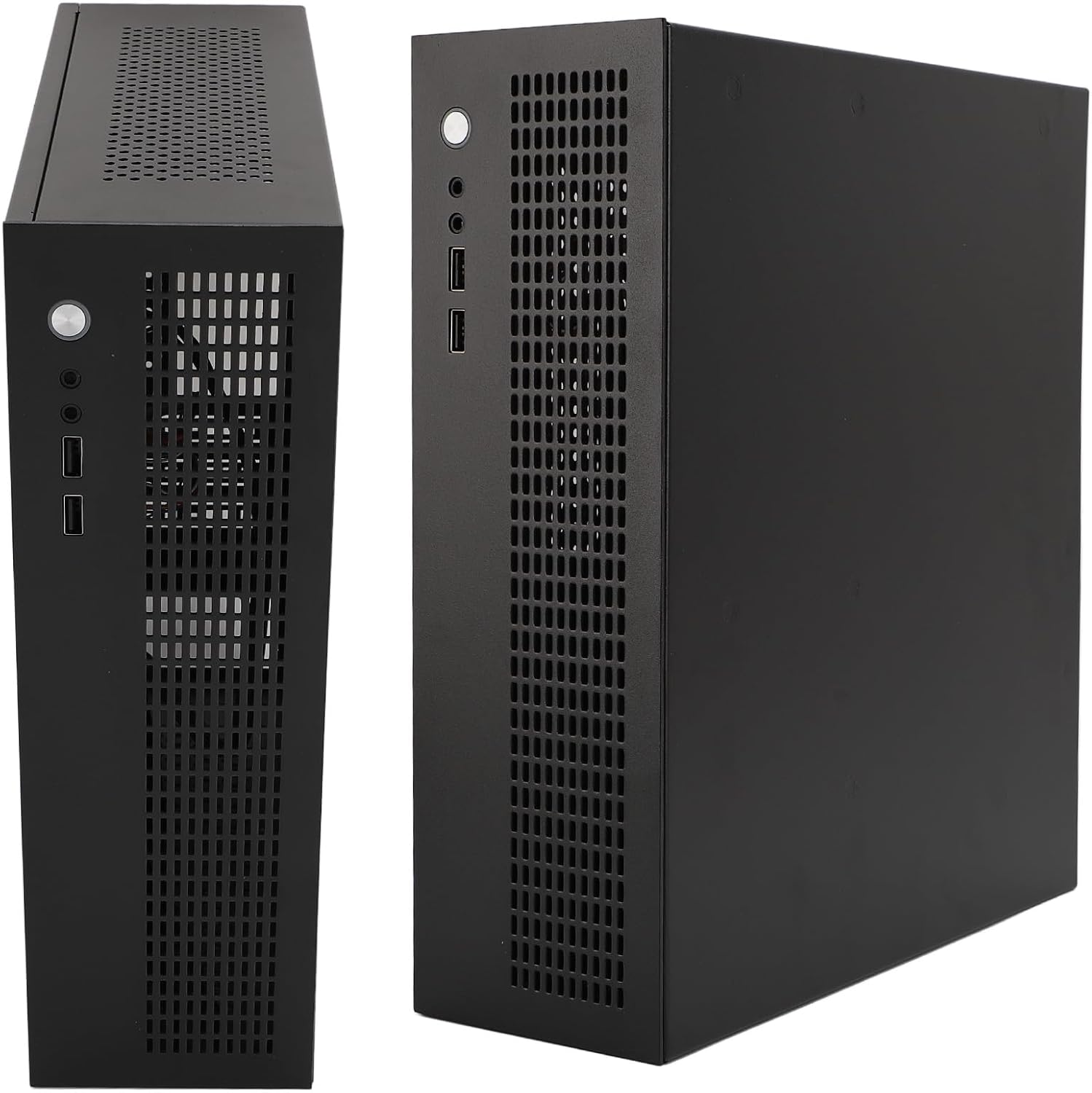 MATX ITX Small PC Case, Mini PC Case with Front USB2.0 and Sound Ports, Small Computer Case Support SSD HDD Small Gaming Case Desktop Computer Case for Gaming, 12.1x3.8x10.9in