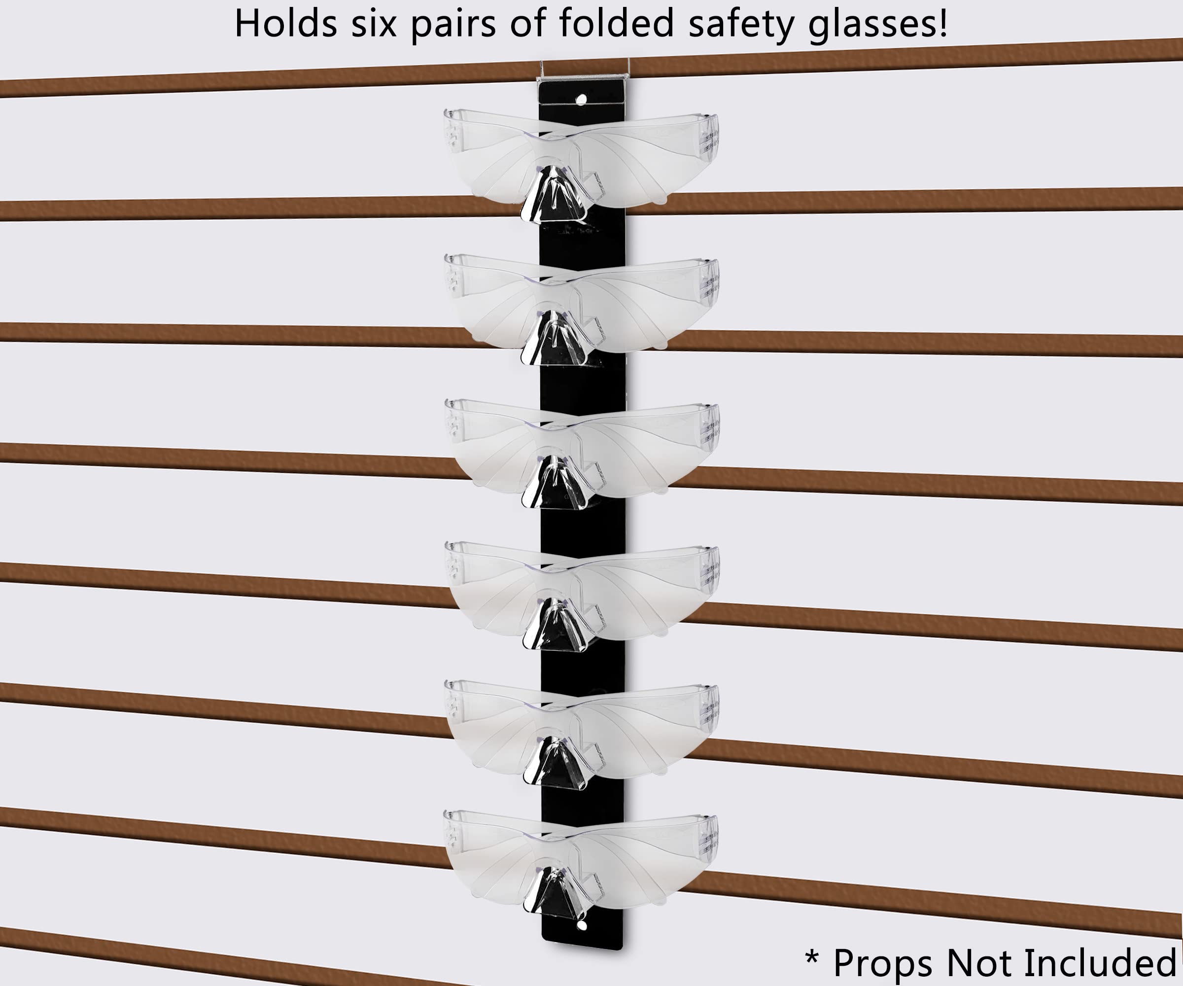 Marketing Holders Slatwall Eyewear Holder Sunglass Display Vertical 6 Pair Eyeglasses Black and Clear Acrylic Organizer Rack for Optical Clinics and Retail Showrooms No Assembly