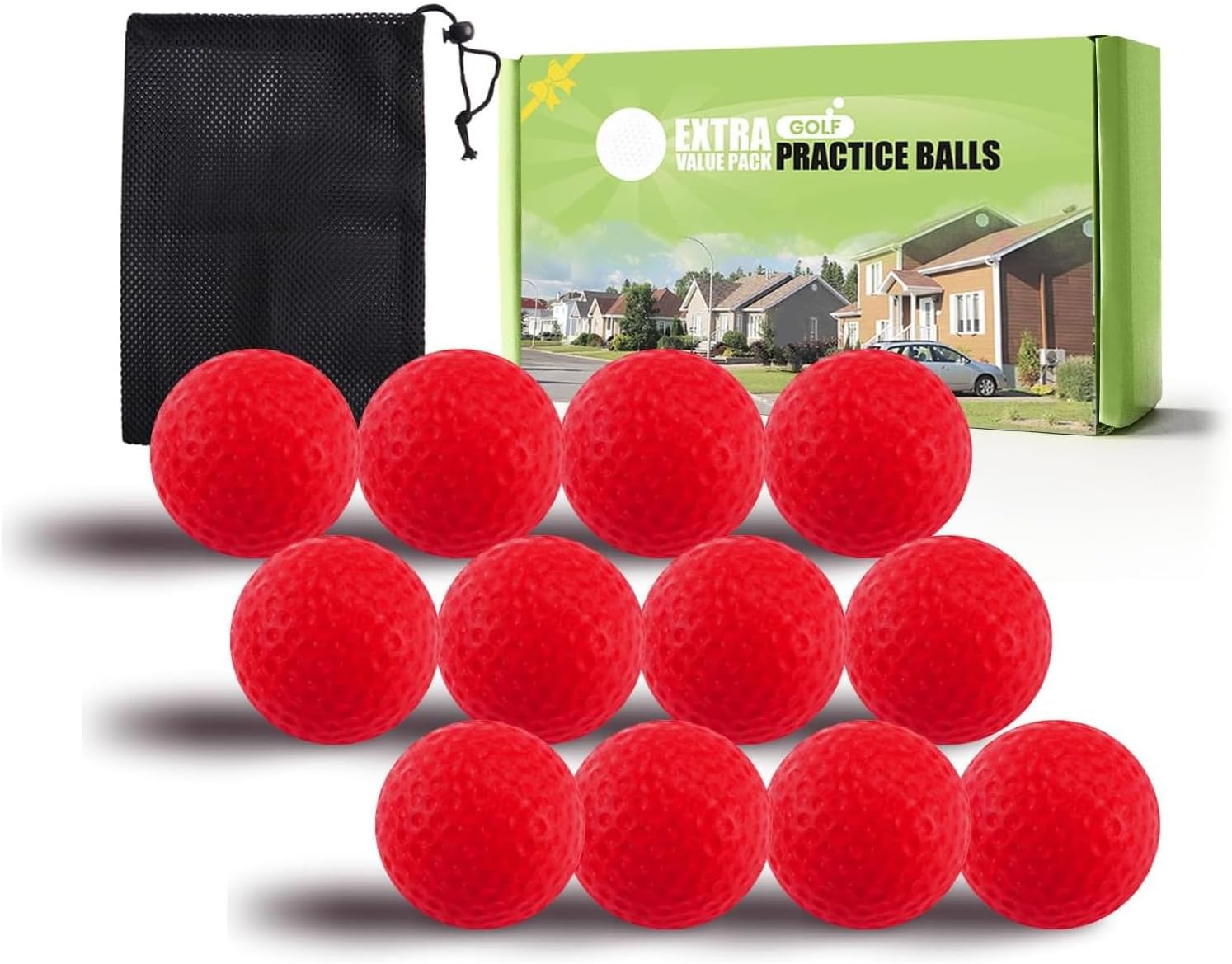 FINGER TEN Golf Practice Balls Foam Colored Value 12 24 50 Pack, Golf Ball Limited Flight for Indoor Outdoor Driving Range Backyard Training