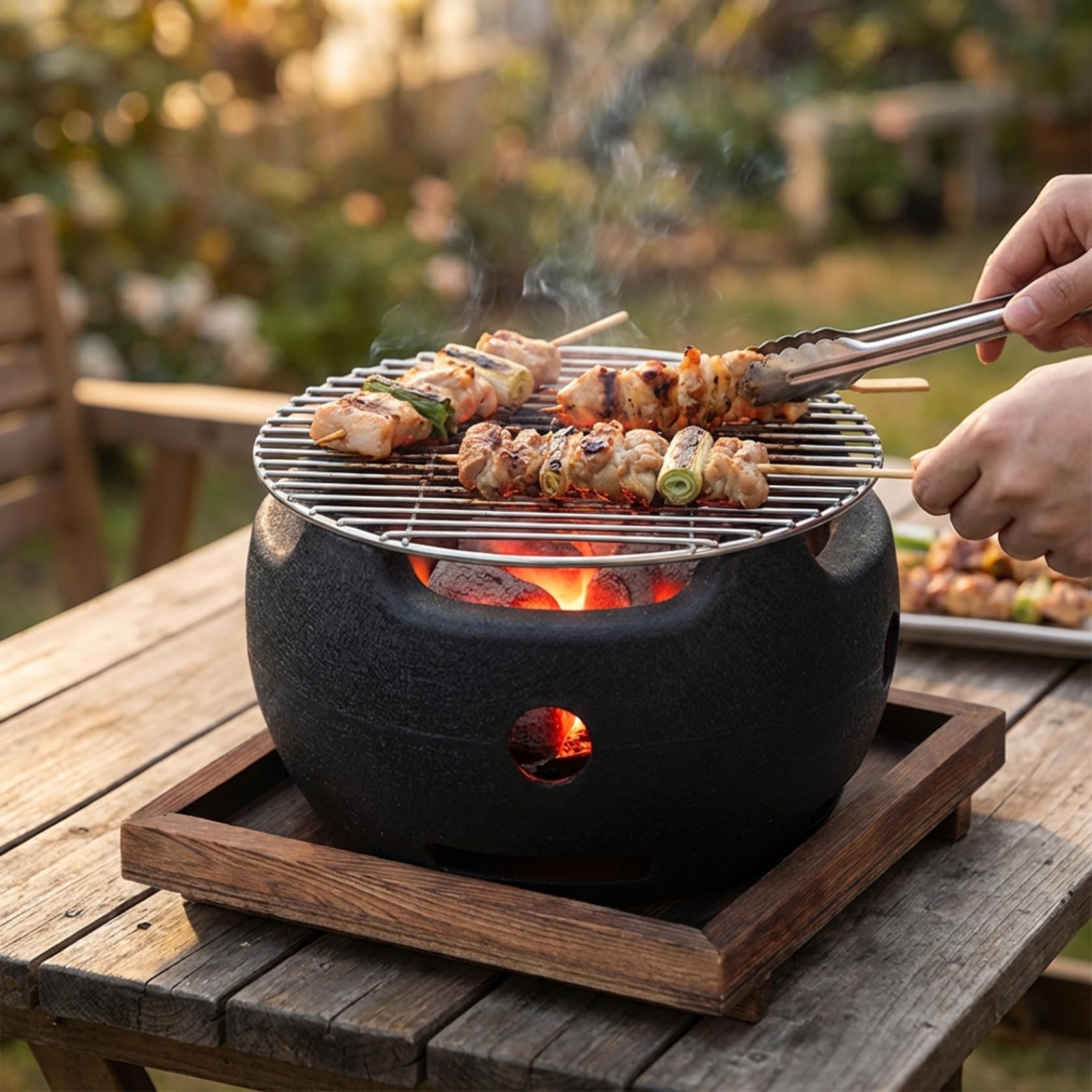 Piccola griglia giapponese Yakitori con rete e base per barbecue da interno, Yakiniku, Robata