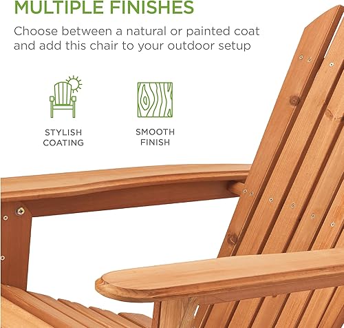 Miniatura 6 de Best Choice Products Silla plegable Adirondack muebles de madera para exteriores sillas de descanso para patio jardín patio con acabado natural