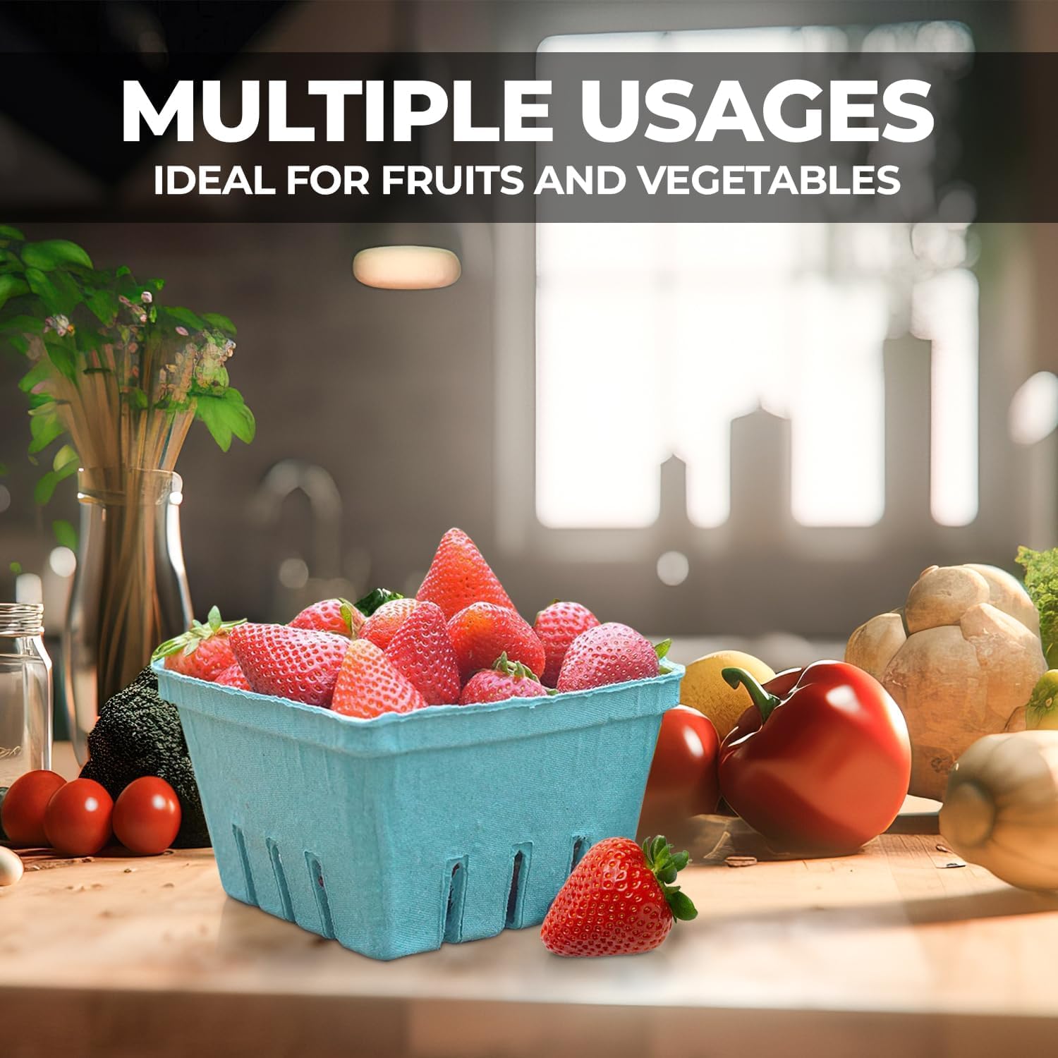Amazon.com: Pulp Produce Basket, Molded Pulp, Slotted Sides for