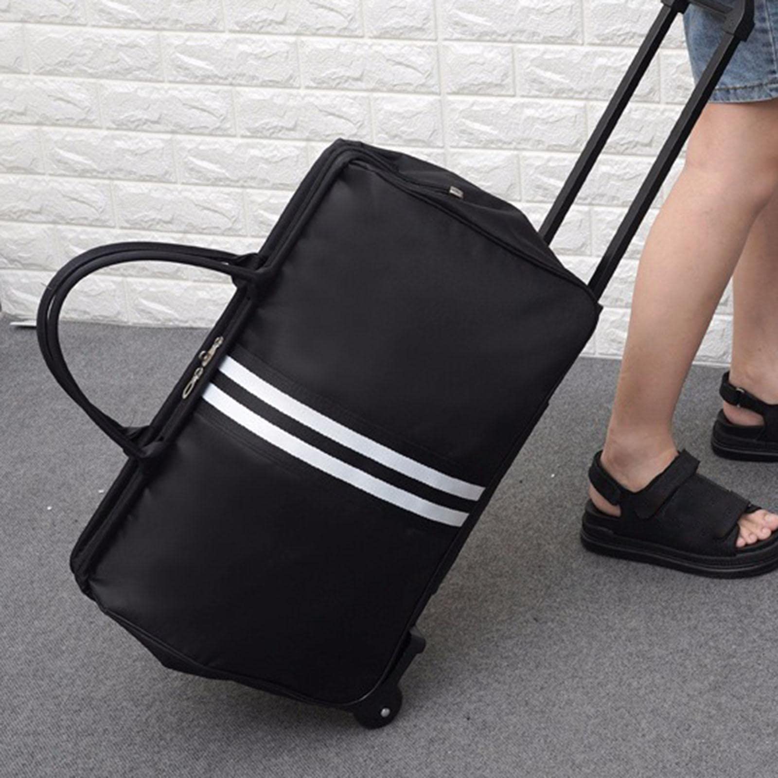Wochenendtasche mit 2 Rädern Reißverschluss mit Griff Riemen Schuhe Seesack Tragetasche Verschleißfester Organizer Aufbewahrung wasserdichte, EIN