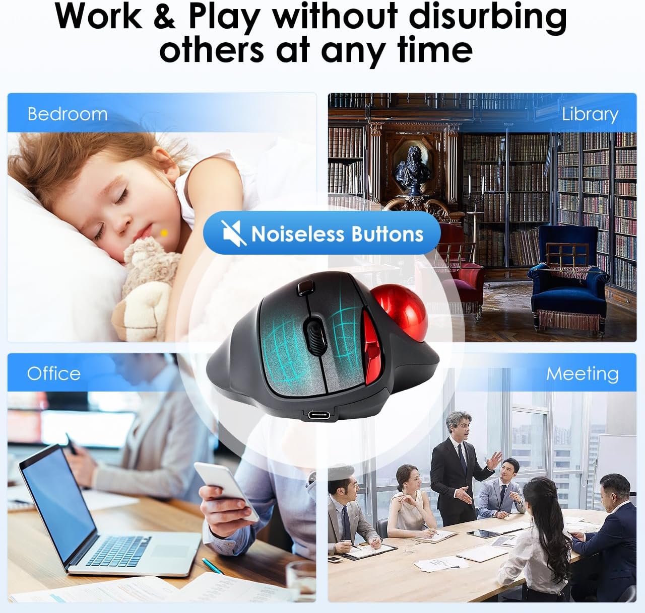 SANWA trackball mouse showing the DPI button and four cursor speed levels: 600, 800, 1200, 1600