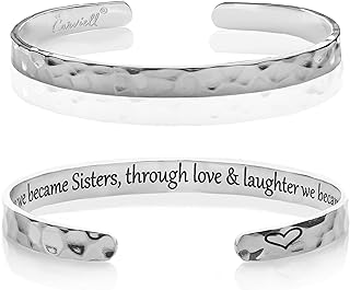 Carviell Engraved Cuff Bracelets for Women – Inspirational, Friendship, Love, Mom, Daughter, Sister, Christian, Graduation, Memorial & Wedding Gifts – 80+ Phrases – Stainless Steel, Gift-Ready