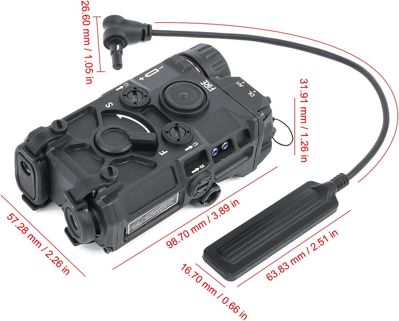 2.91" Red Dot Sight Riser Mount Tactical Optic Scope Riser 8 Slots Picatinny Mount + 8 Modes Airsoft Tactical Aiming Green IR Laser Sight