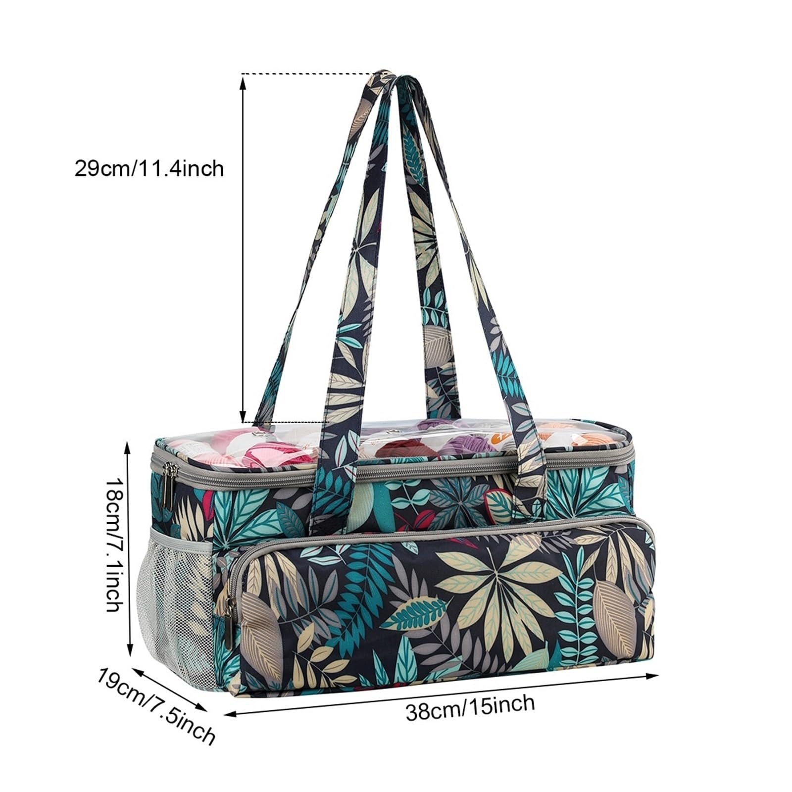 Bolsa de Almacenamiento for Lanas de Tela Grande, Bolsa de Mano for Tejer, Ganchos de Ganchillo, Agujas de Tejer, Bolsa de Hilo para Hilos, Ganchillos(Blue)