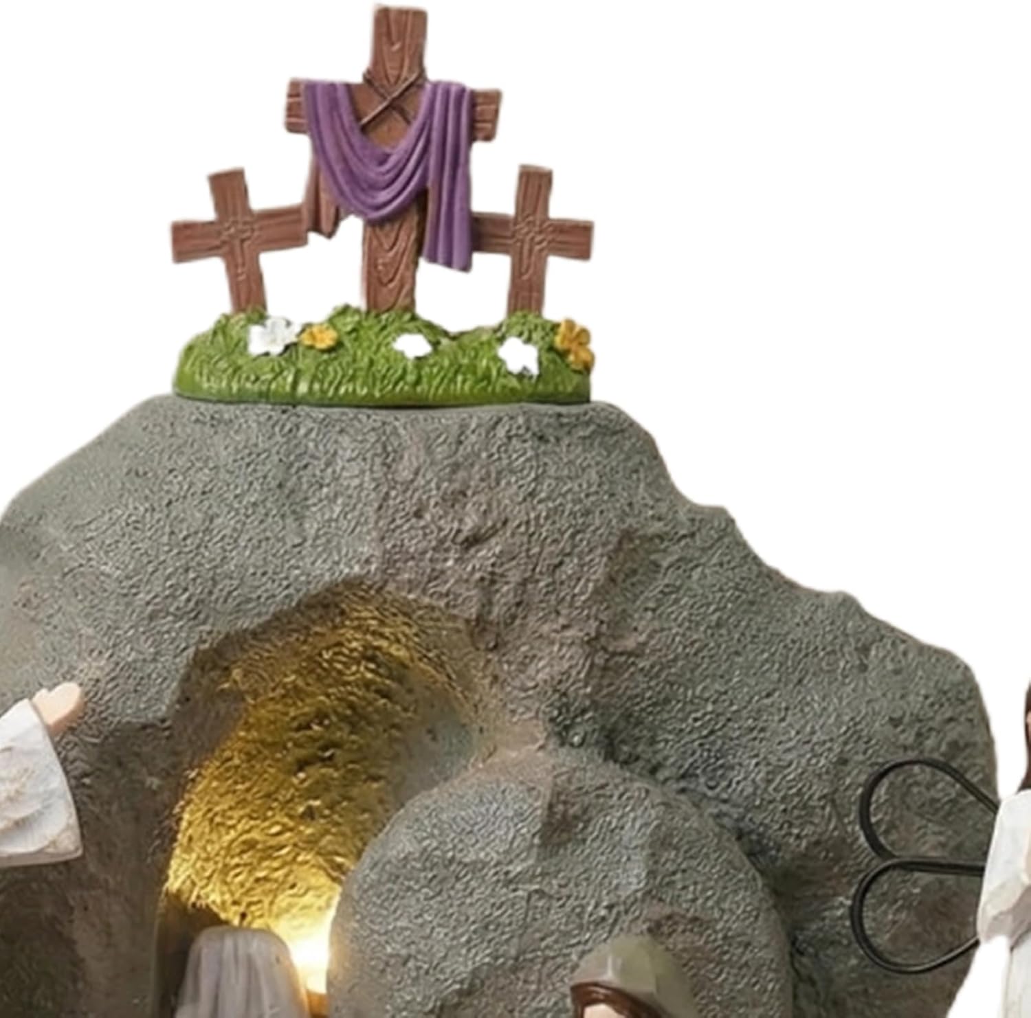 Easter Resurrection Scene with LED Lighting, Resin Empty Tomb Easter Resurrection Scene Religious Decorations for Table Mantel Home Office Christian Decoration
