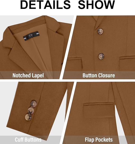 Retro Boys Suede Blazer Western Jacket Slim Fit Casual Sport Coat