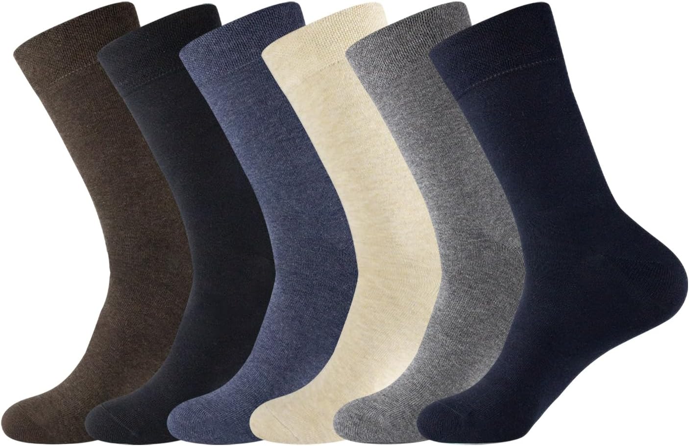 98% Cotton 2% Lycra Rich Dress Socks for Business Mens Womens Casual Socks 6Pack