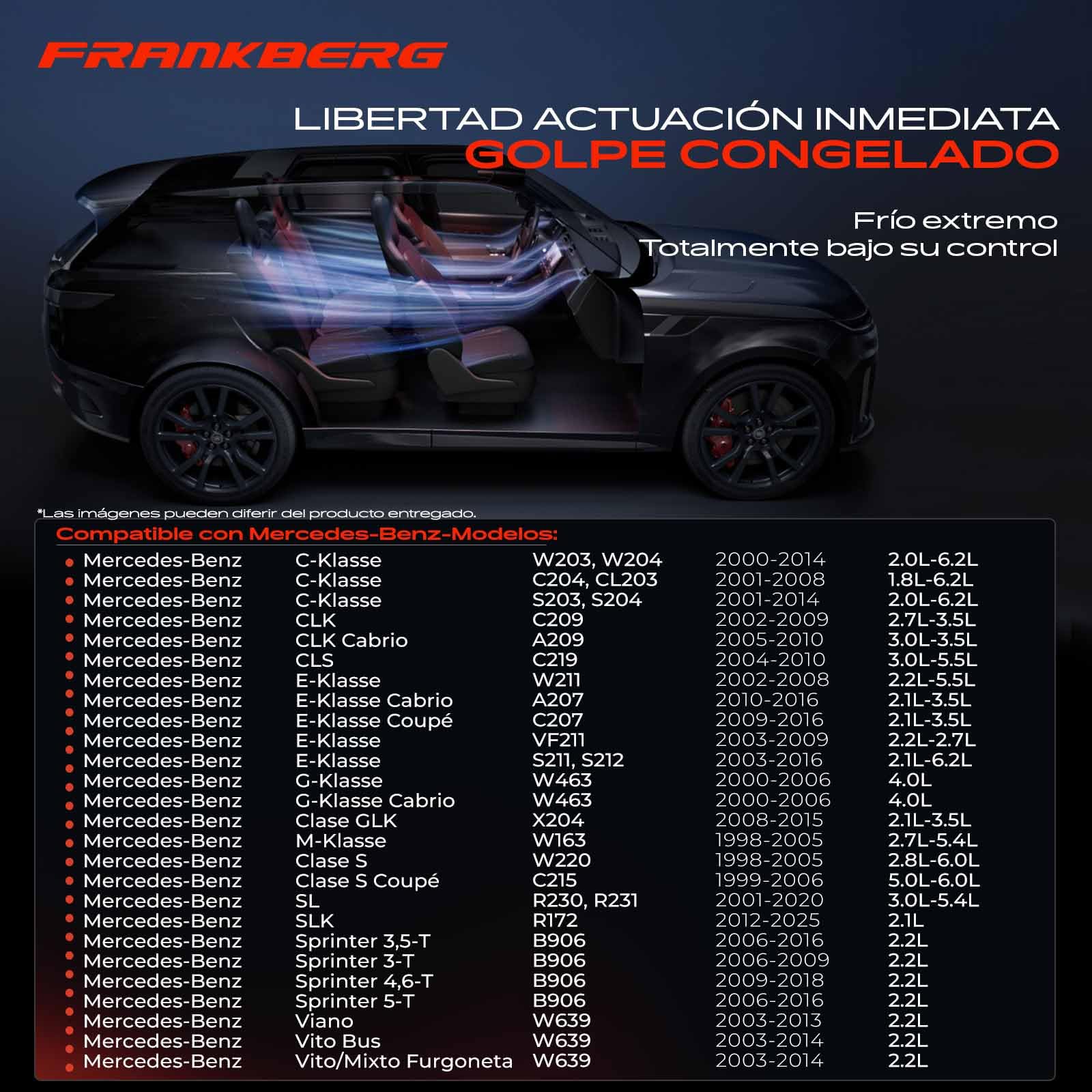 Frankberg Compresor de aire acondicionado con Embrague Compatible con Clase C Clase E CLK Clase S Clase G Sprinter 35-T SL SLK Viano Vito Bus Replace# 0022305111, Incluido. Aceite preaplicado