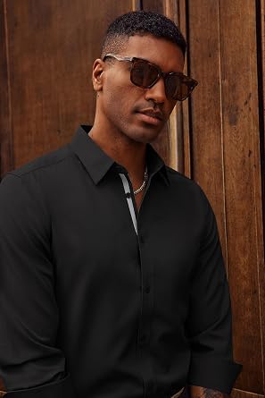 PJ PAUL JONES Mens Dress Shirts Untucked Button Down Shirt Casual Business
