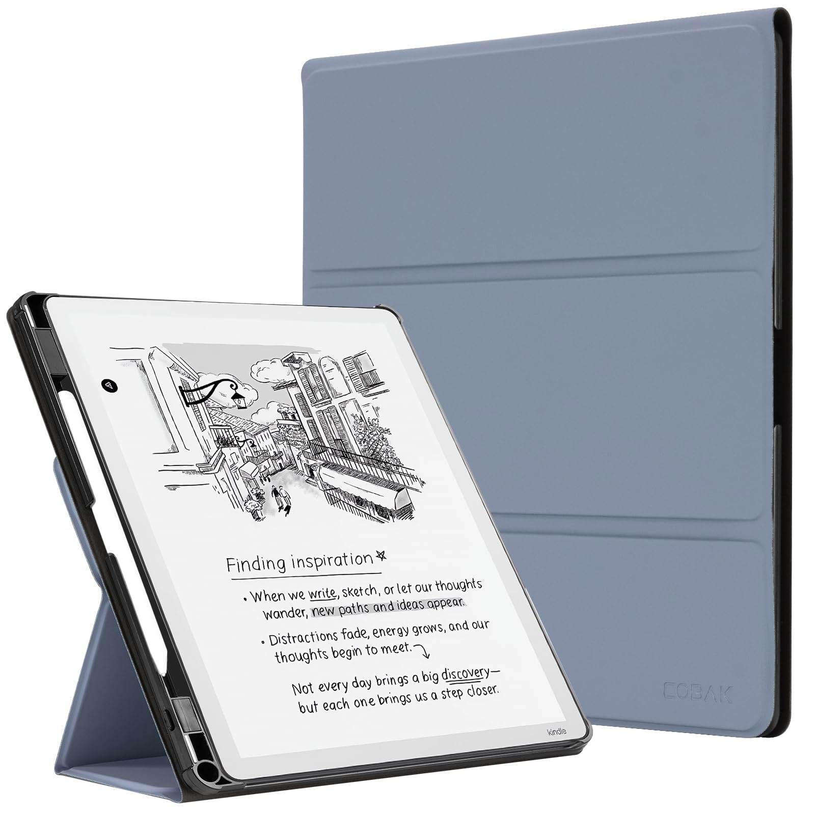 CoBak Case for 11" Kindle Scribe 3rd Generation 2025, Kindle Scribe Colorsoft with Two Viewing Angles - All New PU Leather Cover with Auto Sleep Wake, Pen Holder. Cloudy Blue