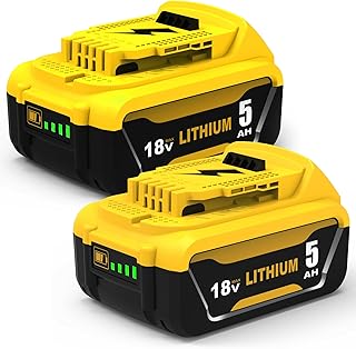 2Pcs Repuesto para DeWalt Batería 18V 5.0Ah para DeWalt DCB182 DCB180 DCB184 DCB200 DCB182 DCB181 DCB201 batería para Herramientas Goodexo (Amarillo Negro)
