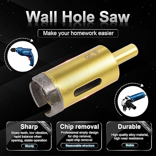 Miniatura 5 de KATUR - Broca para sierra de diamante (0.236in de diámetro, para mampostería, cerámica, porcelana, mármol, granito, 0.236in de diámetro)