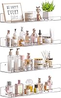 upsimples 15" Clear Acrylic Floating Shelves, 4-Pack Wall Organizer for Bathroom Storage, Perfume, Makeup, Skincare, Kids Bedroom Bookshelf