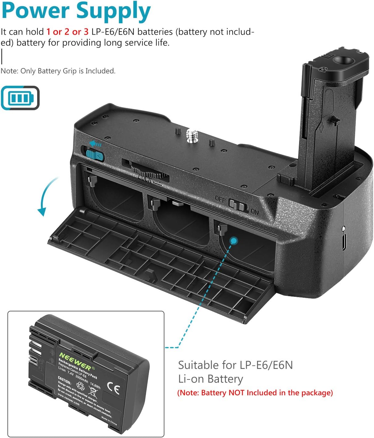 Suреr Dеаl Prоduсt Neewer HM Battery Grip Compatible with Blackmagic Pocket Cinema Camera 6K 4K with Type-C USB Adapter, Only Works with LP-E6/E6N Battery (Battery Not Included)