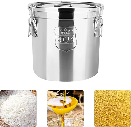 Miniatura 3 de KONKENIE Recipiente hermético de acero inoxidable de 6 litros para cereales de arroz, contenedor de cereales, contenedor de alimentos, aceite,