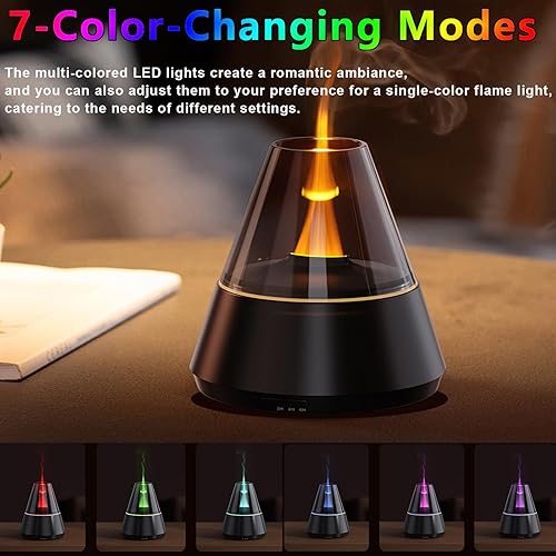 Miniatura 3 de Humidificador de llama, difusor de aroma de llama, humidificador de llama de 4.1 fl oz, difusor de aromaterapia de aceite esencial con luces LED que