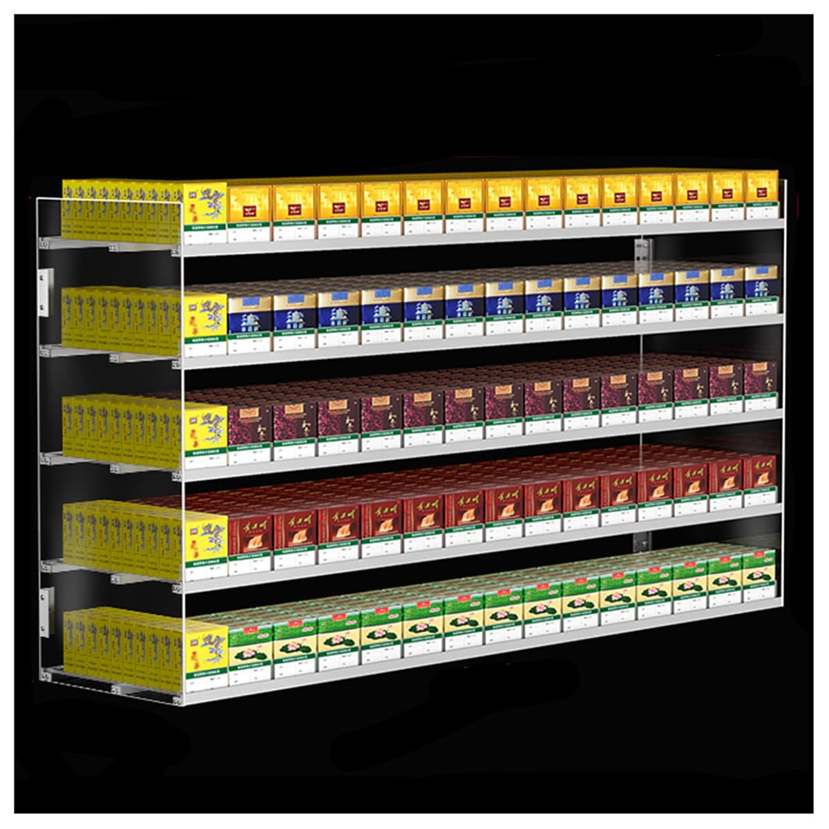 Vitrine à tabac en acrylique à 5 niveaux et 15 colonnes pour commerces