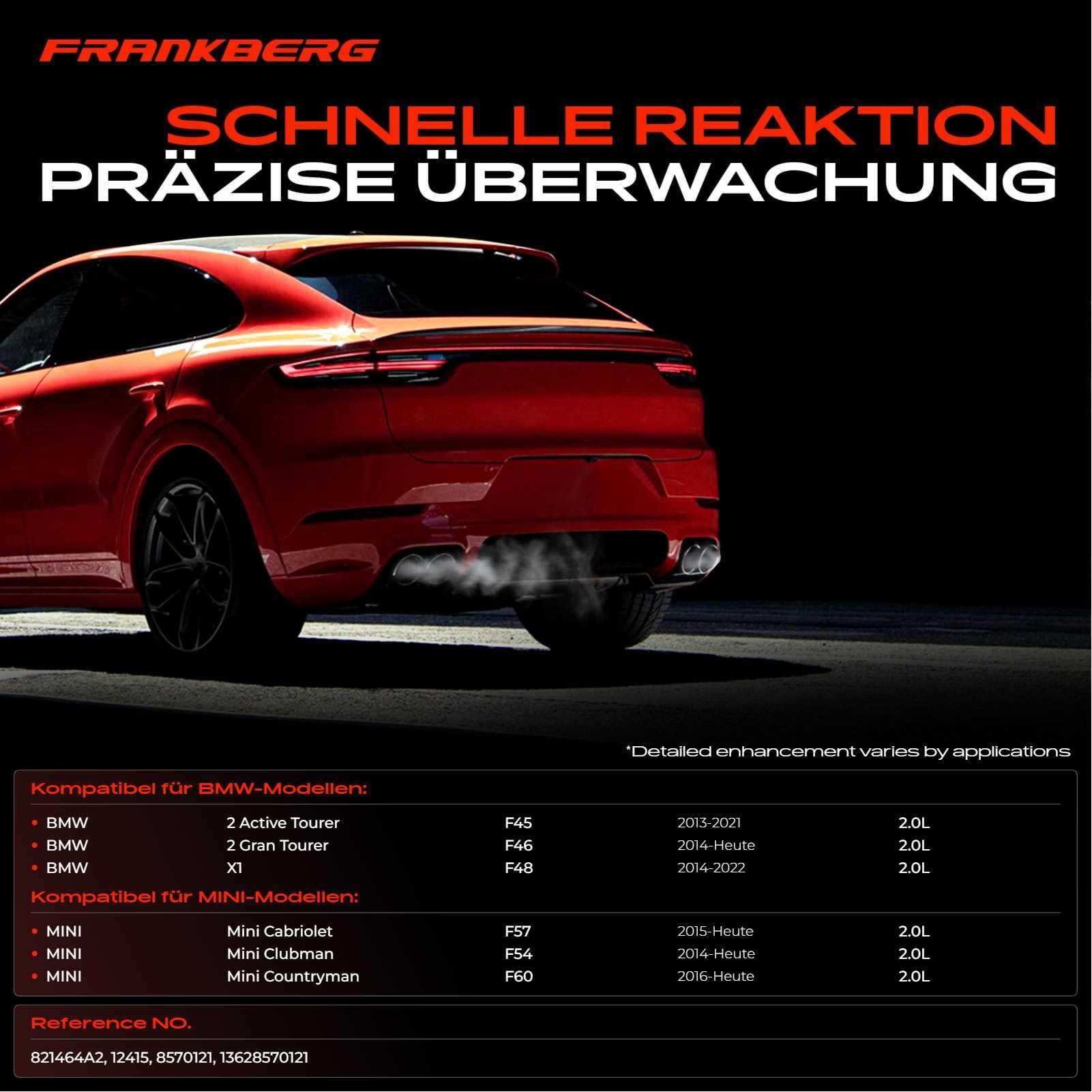 Frankberg Abgastemperatur Sensor Nach DPF Kompatibel mit 2 Active Tourer F45 2 Gran Tourer F46 X1 F48 Min.i Cabriolet F57 Min.i Clubman F54 Min.i Countryman Replace# 13628570121