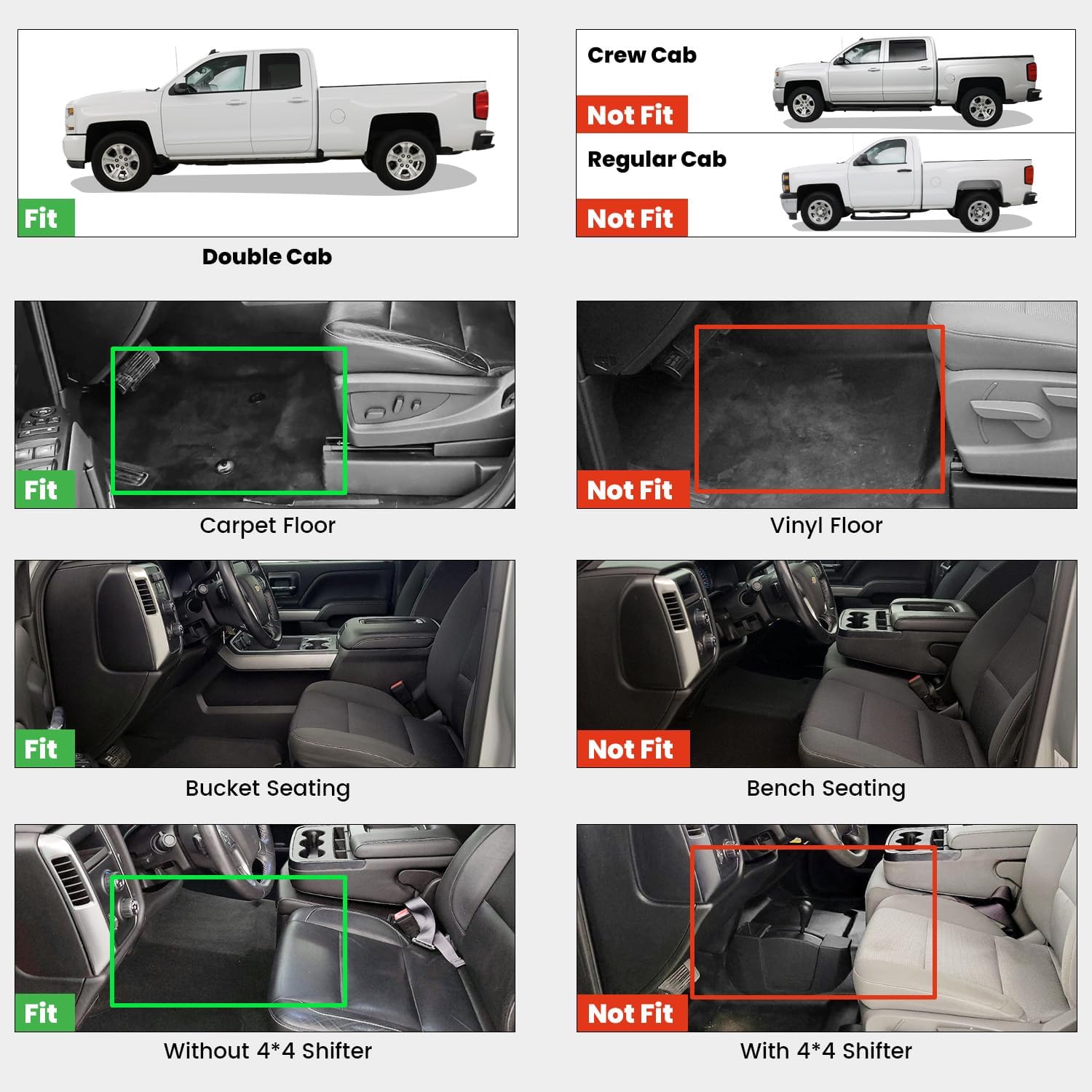 lasfit floor mats 2014-2018 for chevy silverado/gmc sierra 1500, 2015-2019 2500hd 3500 hd, double cab only, 1st row bucket seat, all weather tpe custom fit car floor liners, with carpet floor only 18)1500 2500 3500 double cab/bucket seat 2014-2018