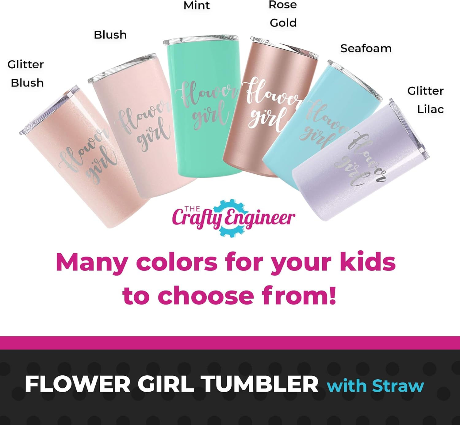 The Crafty Engineer Charming Flower Girl Tumbler with Straw - Proposal Gifts for Wedding Day - Double-Walled Stainless Steel Fancy Sippy Cup - (Rose Gold (Flower Girl)) - Image 7