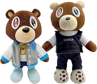 Kanye Bear Plush Toy - 1/2 Pcs Cute Kanye Bear Plush Toy, Cartoon Te-ddy Bear Te-ddy Doll Bear Dolls, Soft Kanye Ted-dy Bear Plush Cuddling Stuffed Animal Toy for Children and Adults