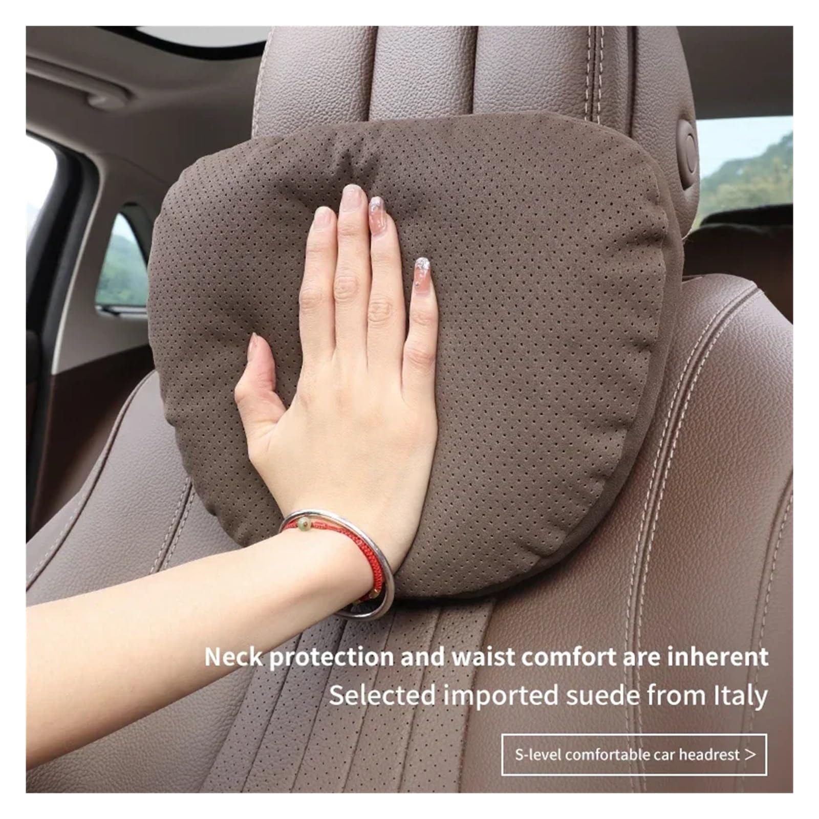 Cale Tete Voiture Appui-tête de Voiture, Soutien du Cou, siège, Oreiller Doux, Respirant, for la Conception, Protection Universelle du Cou(Beige-01)