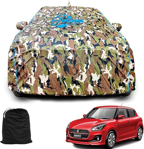 GARREGE® Waterproof Car Body Cover Compatible for Maruti Swift 2018-2025 2026 with Mirror Pocket and Antenna Pocket, Tripl...