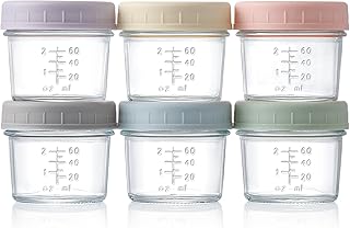 VITEVER 6 Pack Glass Baby Food Storage Containers - 4 oz Baby Food Storage Jars With Lids, Baby Food Maker, Microwave, Dishwasher & Freezer Safe