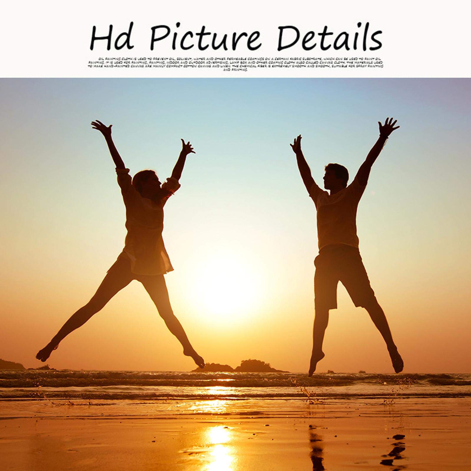 Yooyu Coppia Giovane Amante Salta al Tramonto Vacanze Tela Pittura Poster e Stampe Immagine di Arte della Parete per Soggiorno Decorazioni per la casa 40x65cm (16x26in) Cornice Dorata
