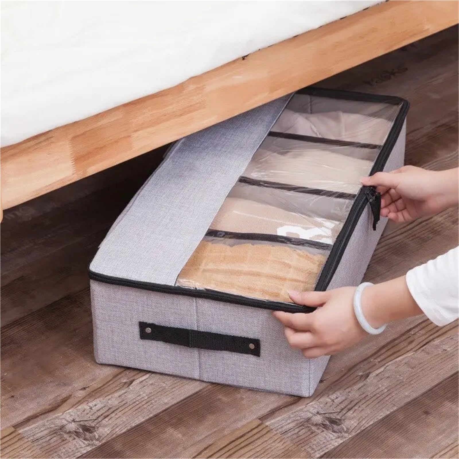 Organizzatore Di Scarpe Sotto Il Letto Scatola for scarpe in tessuto di cotone e lino da 1 pezzo, scatola portaoggetti pieghevole multifunzionale, scatola portaoggetti sotto il letto Per Risparmiare S